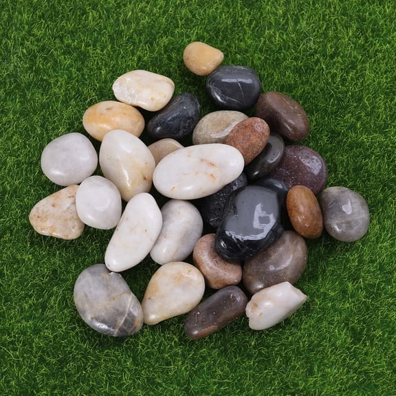 FOMIYES Natural Cobblestone Stones Assorted Color Smooth Rain Flower Stones for Fish Tank Decor