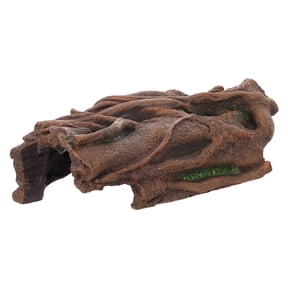 FOMIYES Natural Resin Reptile Hideout Cave Log for Aquarium and Bearded Dragon Basking Platform Accessory