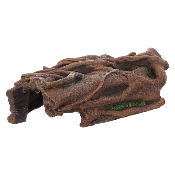 FOMIYES Natural Resin Reptile Hideout Cave Log for Aquarium and Bearded Dragon Basking Platform Accessory