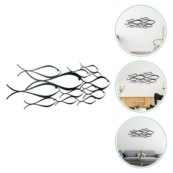 FOMIYES Artistic Design Fish Shape Wall Decoration Black 1Pcs 16.9X5.89X0.2In