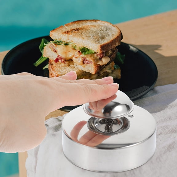 FOMIYES Reusable Plated Silver Bread Press Sandwich Cutter Nonstick Kitchen Cooking Baking Mold
