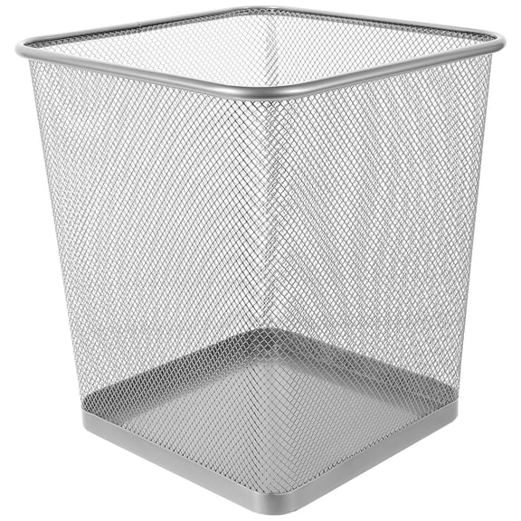 FOMIYES Plated Silver Metal Mesh Trash Can with Sturdy Wire Design for Office and Home Use