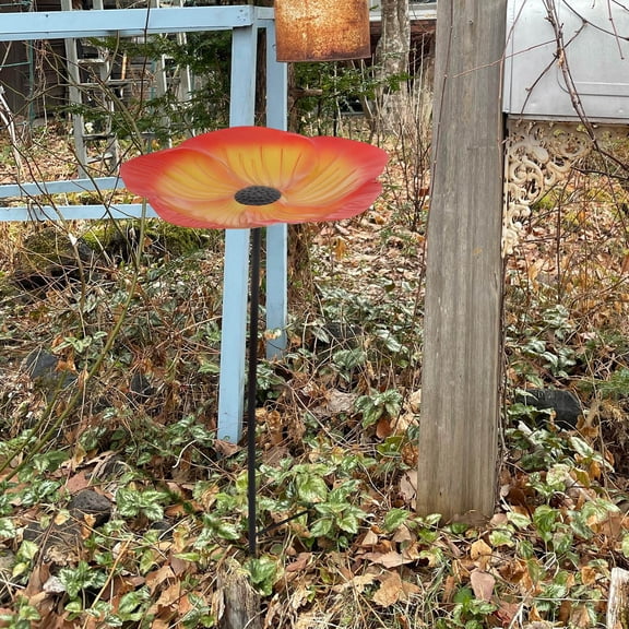 FOMIYES Orange Birdbath Garden Standing with Stone Bird Bath Basin for Outdoor Yard Decor