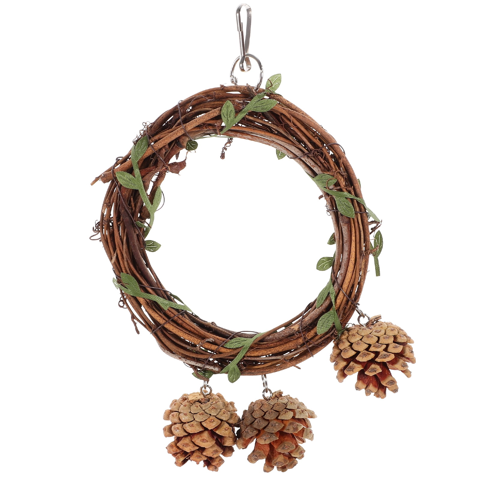 FOMIYES Parrot Wooden Rattan Swing Perch Hanging Swing Bird Cage ...