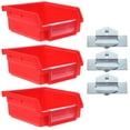 thumbnail image 1 of FOMIYES Peg Board Bins 3Pcs Red Iron for Small Garage Bins with Wall Mounting, 1 of 8