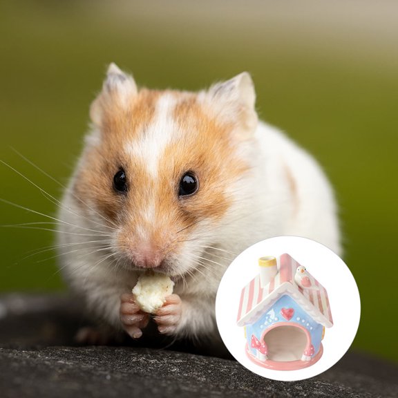 FOMIYES Pink Ceramic Pet Hideout House Hamster Nest Bed Comfortable Small Animal Nest