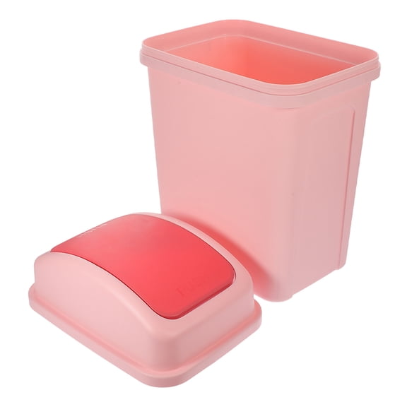 FOMIYES Pink Plastic Swing Lid Trash Can for Home Use Simple and Fashionable Design 7.0 Gallon