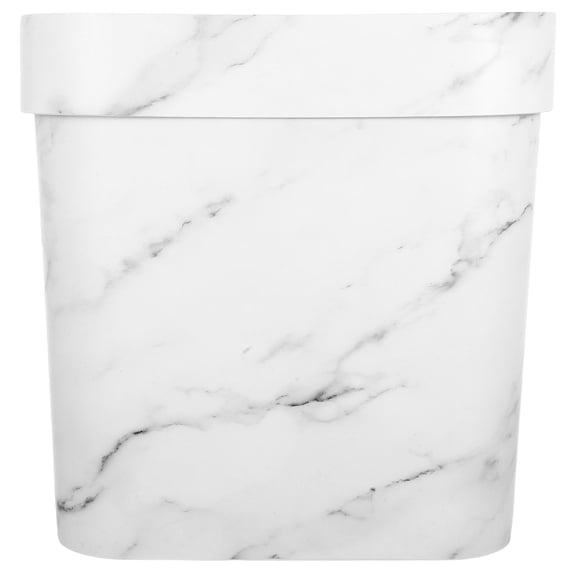 FOMIYES Plastic Bathroom Trash Can with Marble Pattern, Lidless Wastebasket for Modern Home and Office Use
