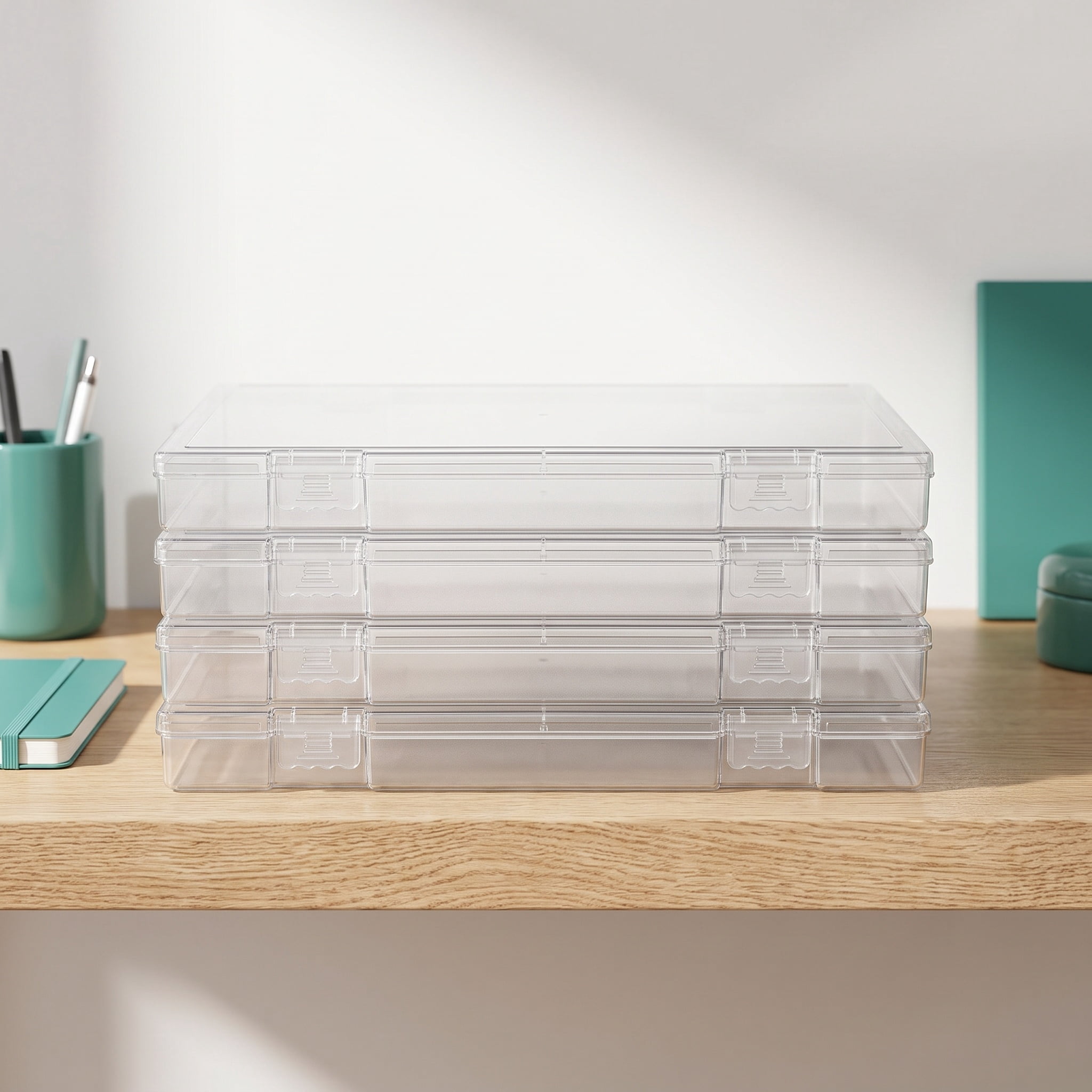 FOMIYES Plastic Document Storage Box Secure Closure Stackable for ...