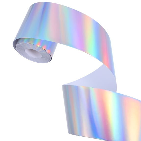 FOMIYES Plated Silver Classroom Border Trim with Sparkling Holographic Stickers for Cork Boards