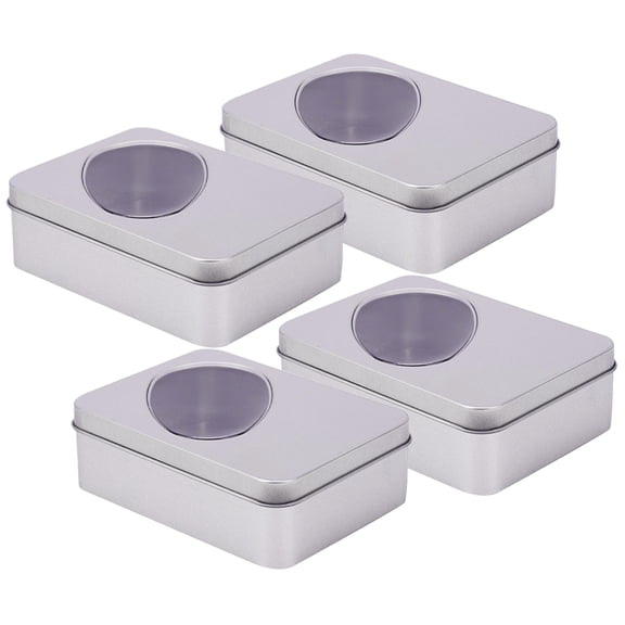 FOMIYES Plated Silver Cookie Boxes with Lids and Clear Window for Candy and Biscuit Storage