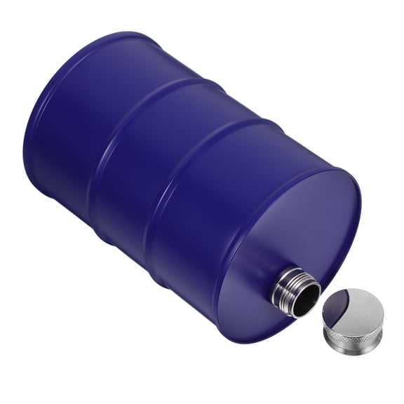 FOMIYES Portable Blue Stainless Steel Hip Flask with Unique Oil Drum Design for Outdoors