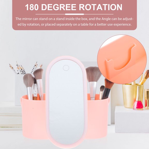 FOMIYES Portable Mirror Box Cosmetics with Organizer Adjustable Angle