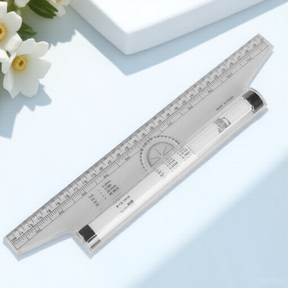 FOMIYES Portable Plastic Drawing Ruler with Roller for Precise Arc Curve and Angle Marking