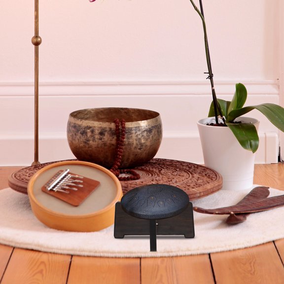 FOMIYES Wooden Drum Display Rack Versatile Use Elegant Rosewood Finish