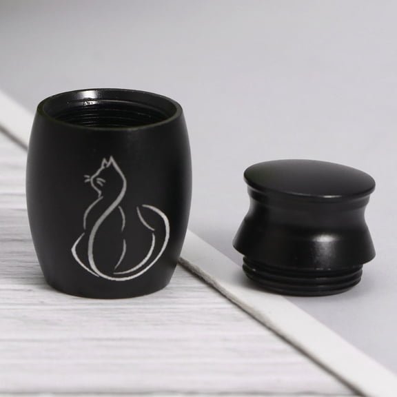 FOMIYES Premium Stainless Steel Pet Urn with Black Cat Pattern Suitable for Display and Holding Ashes