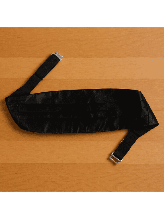 Pretied Satin Cummerbund Black Adjustable Tuxedo Belt for Weddings and Parties