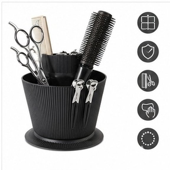 FOMIYES Professional Hair Stylist Tool Holder Black Rotating Storage Box for Scissors and Combs