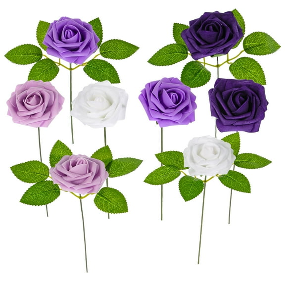 FOMIYES Purple Artificial Roses for Wedding DecorationCrafts Supplies Made of PE and Kraft Paper 25pcs
