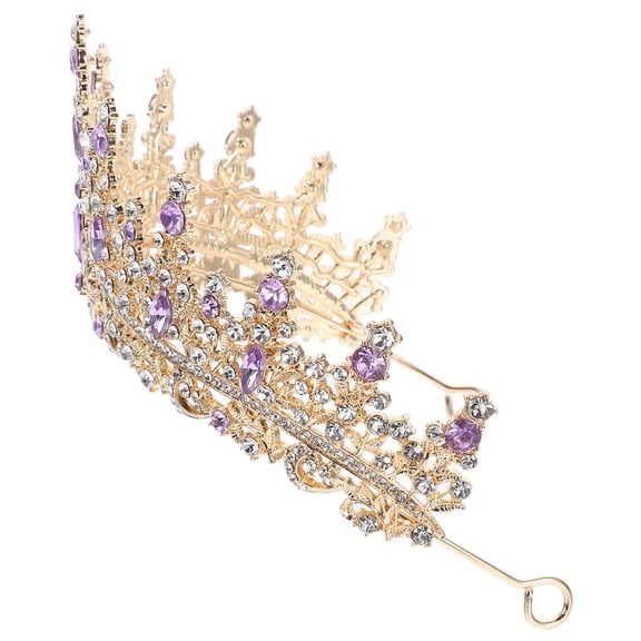 FOMIYES Purple Wedding Hair Crown with Teardrop Rhinestones and Zinc Alloy for Bride and Formal Attire