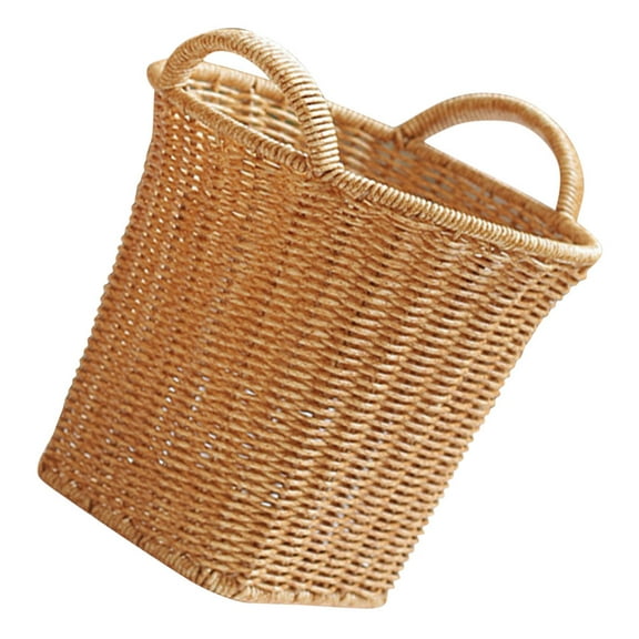 FOMIYES Rattan-like Woven Storage Basket Decor Wicker Baby Office Light Brown