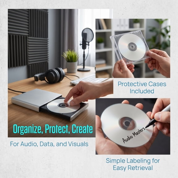 FOMIYES 2Sets Blank Audio Recording Disc with High Capacity Assorted Color for Data Storage