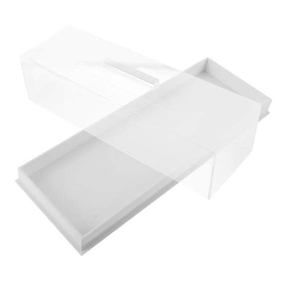 FOMIYES Rectangular Acrylic Cake Tray with Lid White Modern Display Box