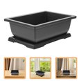 FOMIYES Black Rectangular Plastic Succulent Planter Pot with Drainage ...