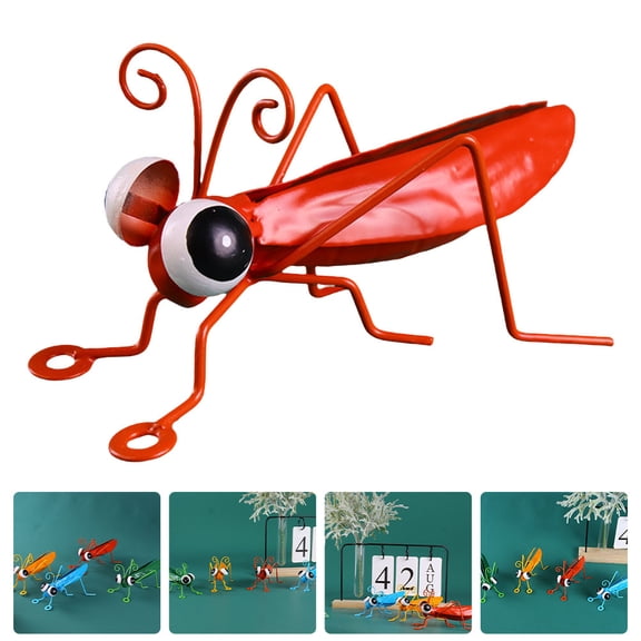 FOMIYES Red Iron Craft Grasshopper Ornament Durable Decorative Figurine for Indoor and Outdoor Use