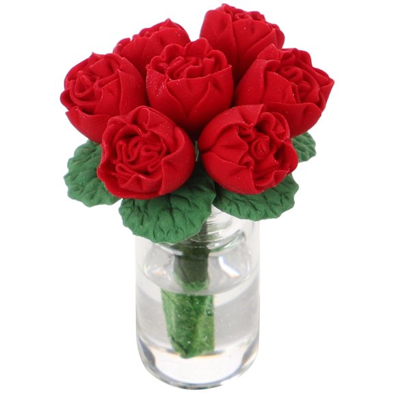 FOMIYES Red Simulated Rose Car Dashboard Decor Glass Resin Flower Ornament for Car Interior Decoration