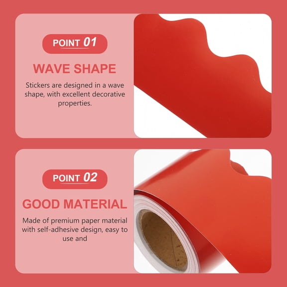 FOMIYES Red Copper Foil Decorative Bulletin Board Borders for Classroom Decor