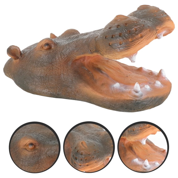 FOMIYES Realistic Resin Hippo Statue Floating Figurine for Garden Pond Decor Light Brown