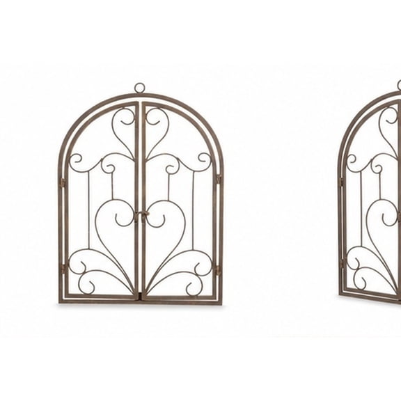 FOMIYES Retro Faux Window Wall Decor, Light Brown Metal Fake Window Frame, Room Transformation Home Decoration