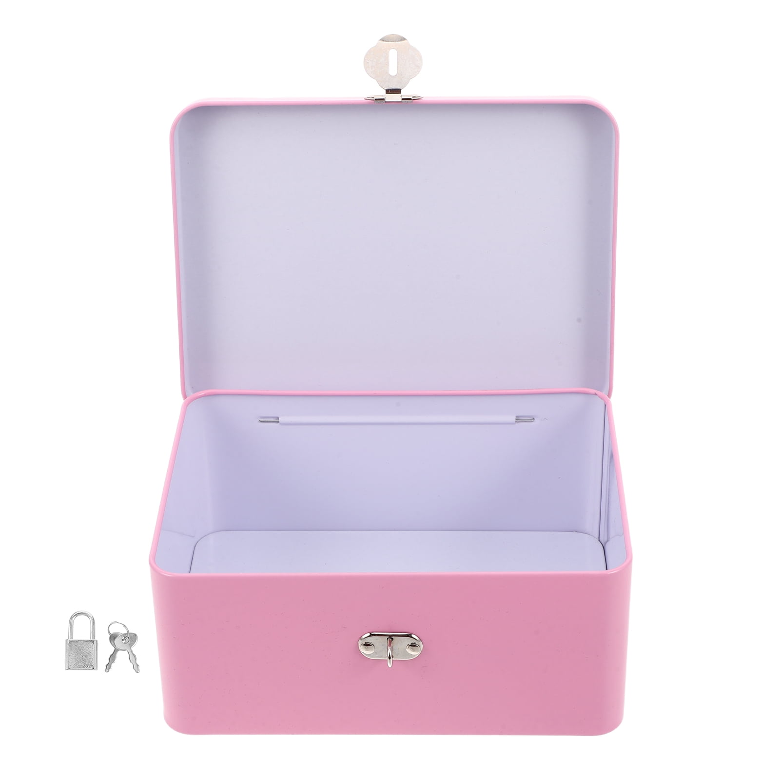 FOMIYES Small Pink Tinplate Lock Box Secure Storage Container for ...