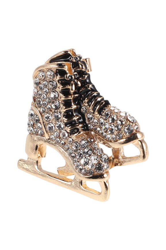 Rhinestone Ice Skate Pin with Vintage Design for Party Jackets and Sweaters