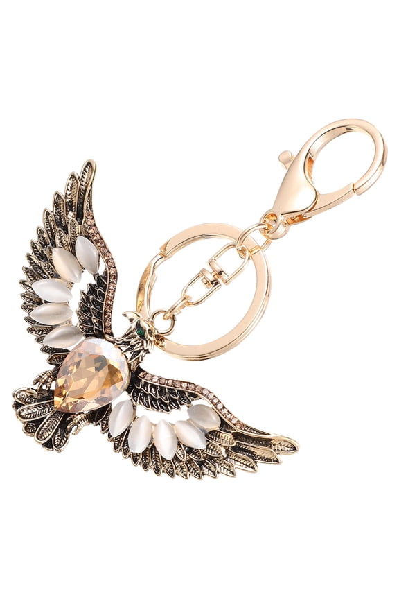 cate Eagle-Shaped Keychain Golden Crystal Alloy for Decor