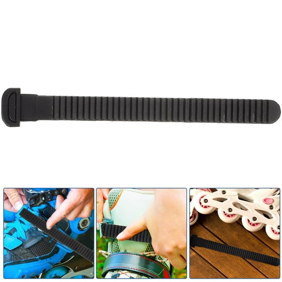 FOMIYES Roller Skate Buckle Straps Skate Fixing Strap Black Pvc 16.5x1in T Shaped 1Pcs