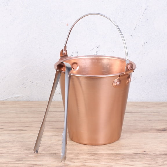 FOMIYES Stylish Rose Plated Gold Ice Bucket with Carry Handles for Bar and Home Use