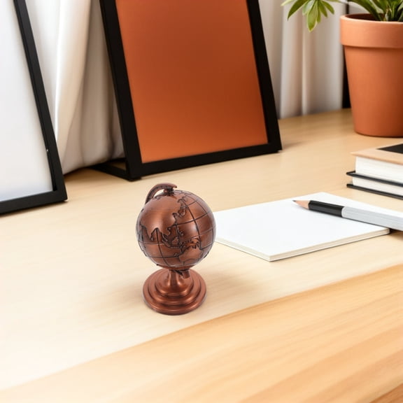 FOMIYES Vintage Rotating Metal Globe Decor Dark Brown Table Globe for Office Desk Stylish Ornament