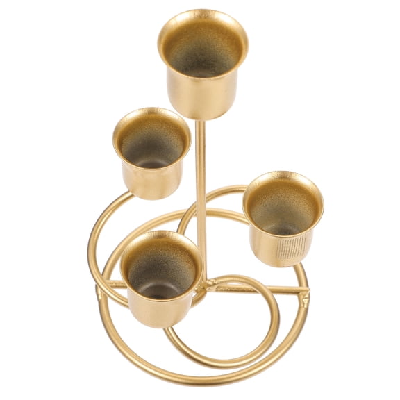 FOMIYES Round And Smooth Surface Golden Candle Base For Table Centerpiece 1Pcs