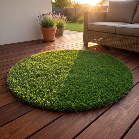 FOMIYES Artificial Grass Mat for Manhole Cover, 39 Inch Green Plastic