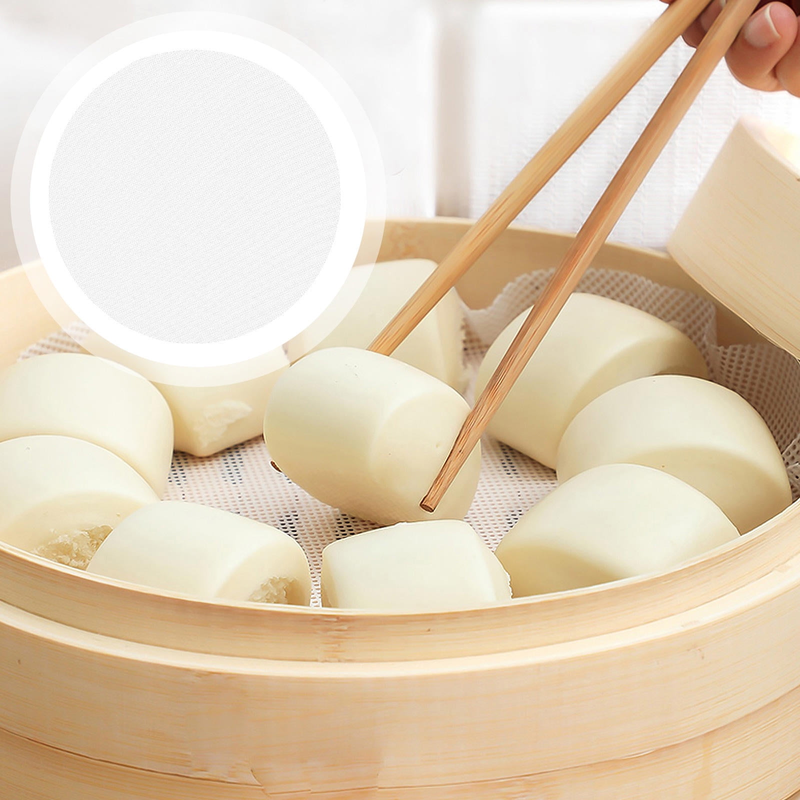 FOMIYES Round Silicone Steamer Mat with Cotton Fabric, Nonstick ...