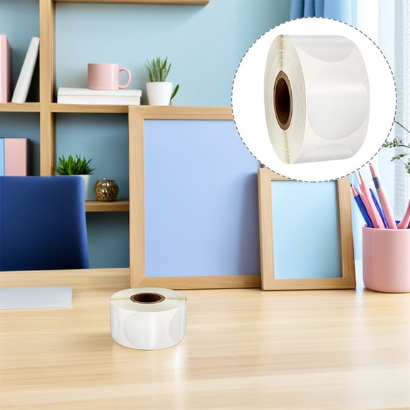 FOMIYES Round Sticker Roll Self-Adhesive Stickers BOPP Transparent Birthday 500 Pcs