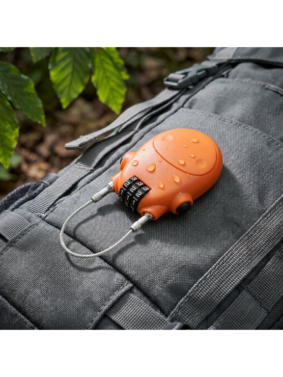 Retractable Steel Cable Luggage Lock, Orange, High-Tension Security for Travel
