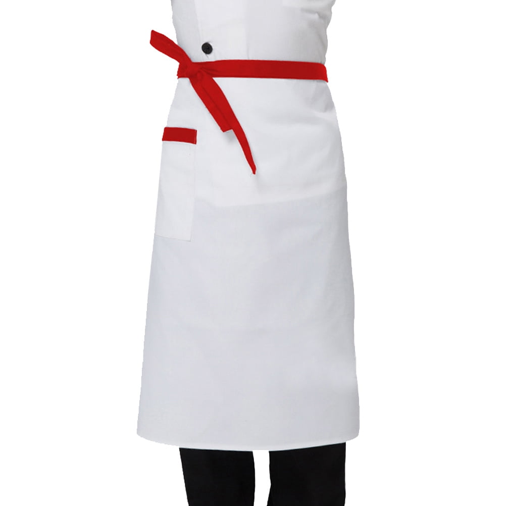 FOMIYES Chef Apron Kitchen Use White Unisex Short Design with Pocket ...