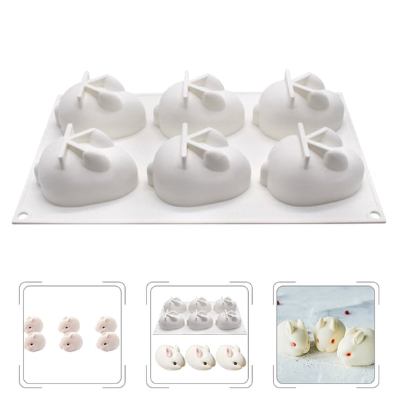 FOMIYES Silicone Cake Mold White Bunny Easter Rabbit Mold for DIY Baking Chocolate Dessert