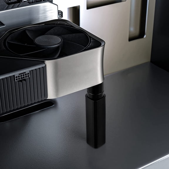 FOMIYES Sleek Black Aluminum Graphics Card Support Bracket Prevents GPU Sag and Boosts Cooling