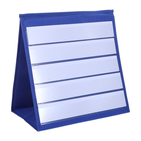 FOMIYES Small Blue Pocket Chart Holder for Home Desktop Use with Double Sided Display and Easy Storage