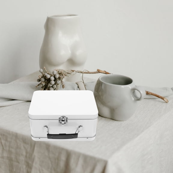 FOMIYES Small Metal Tin Box Vintage Decorative White 1Set For Home Users
