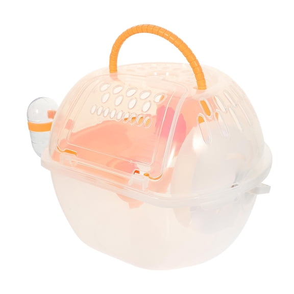 FOMIYES Portable Small Pet Carrier Cage for Hamsters, Plastic Travel Case in Orange, Ideal for Outdoor Trips and Small Pets